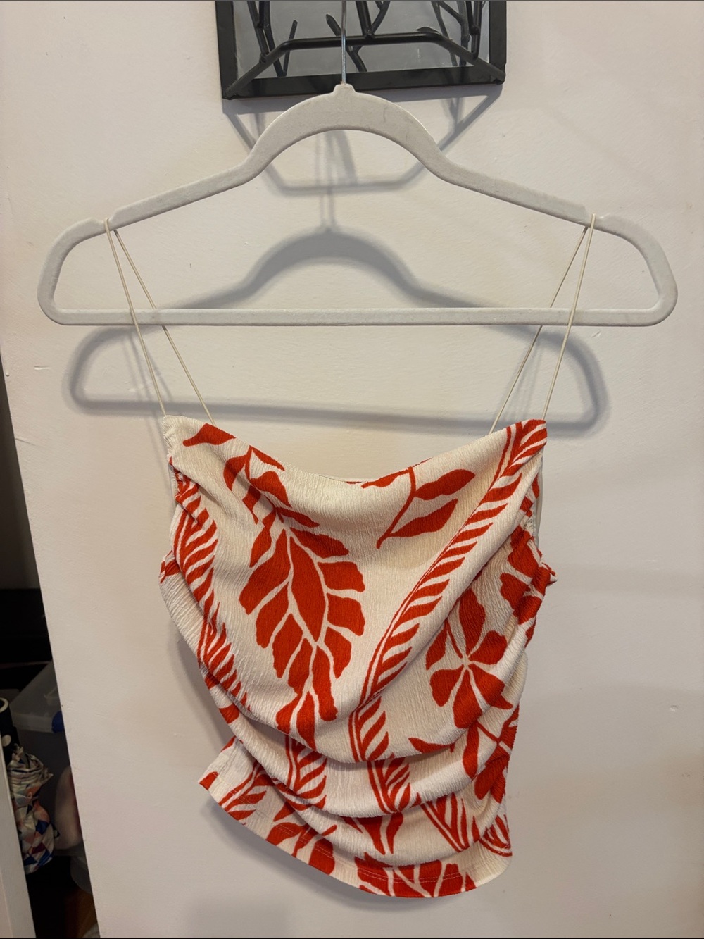 H&M White & Red Floral Cowl Cami